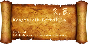 Krajcsirik Borbála névjegykártya